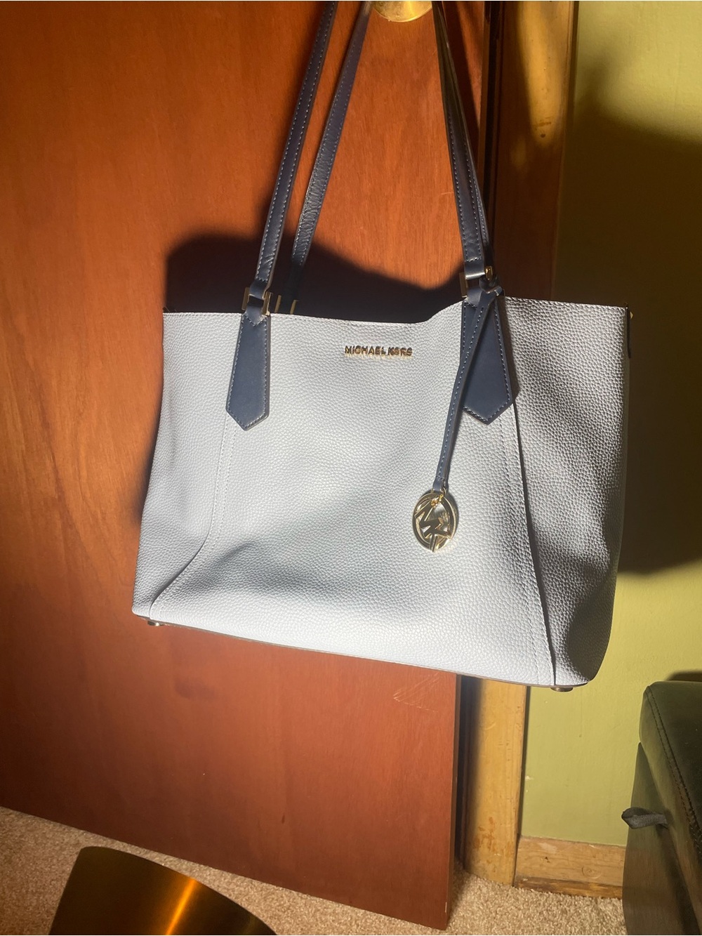 Michael Kors Light blue blueBag with Navy Accents and matching coin purse. Like